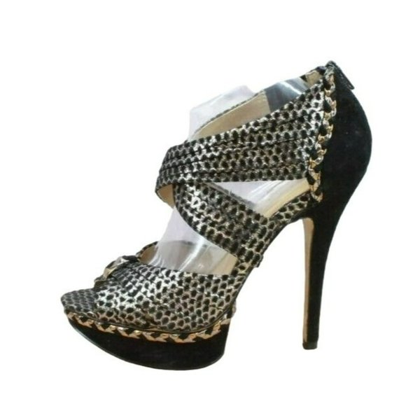 Poetic License Shoes - Poetic License Force Of Nature Black Leather High Heel Sandals Size 10 M